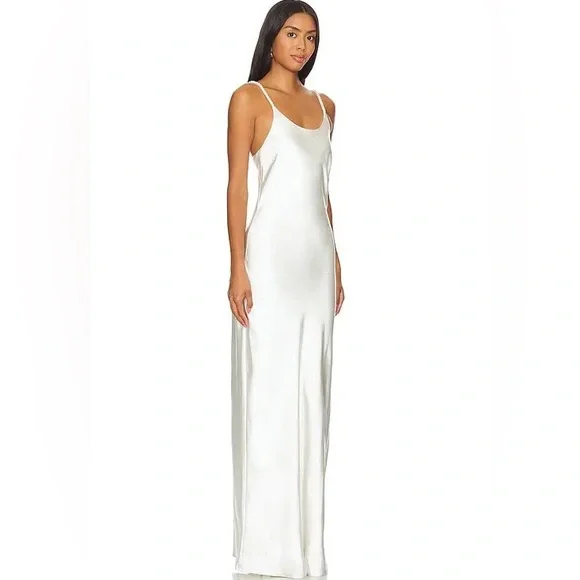 Solid & Striped X The Selena Satin Dress with Beaded Pearls Straps. Retail: $318 - Picture 5 of 7